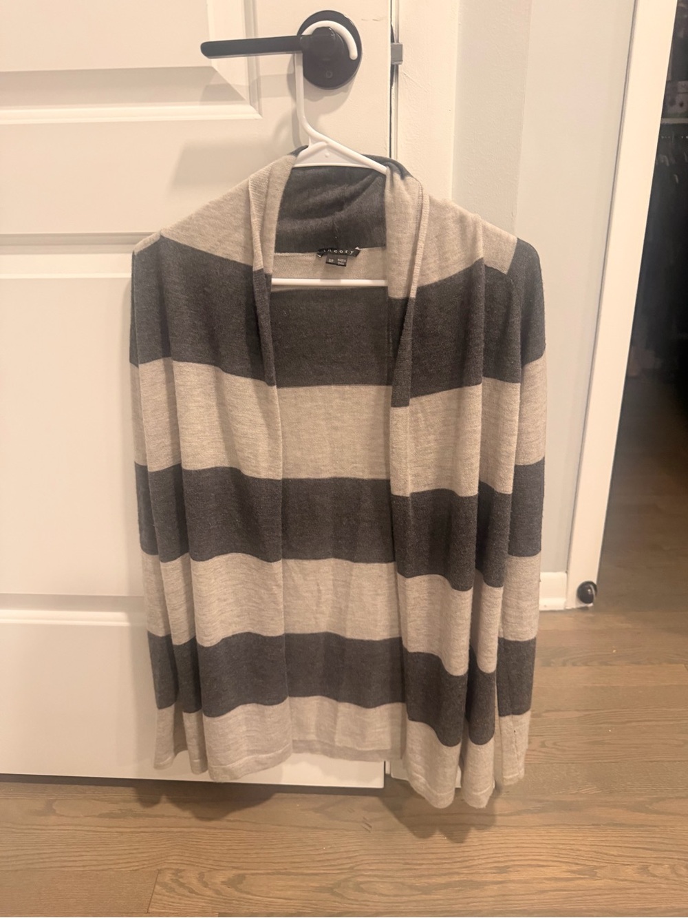 Theory cashmere Open-Front Stripe Cardigan - Gray